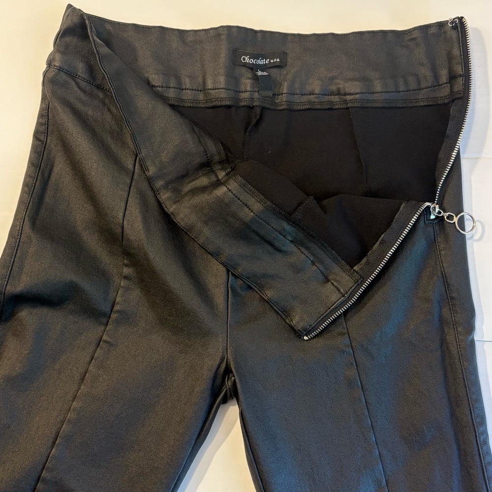 Chocolate U.S.A. Faux Leather Skinny Black Pants – Size L - Picture 3 of 3